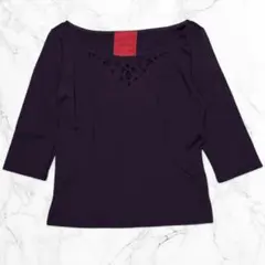 Sybilla シビラ カットワーク デザイン カットソー 7分袖 トップス 紫