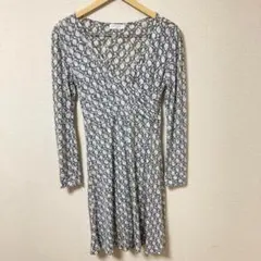 オフオン✨ ドレス【M】ロングワンピース　総柄　カシュクール　イトキン
