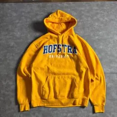 Champion HOFSTRA 大学 パーカー イエロー L カレッジ　古着