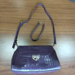 パープル クロコダイル風 ショルダーバッグ