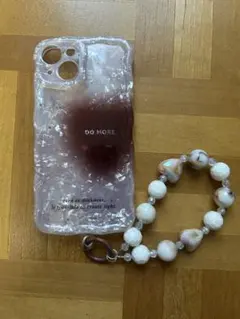 iPhone 14用ケース・パールストラップ付き