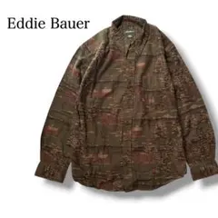 希少 Eddie Bauer フランネルシャツ ロッジ柄 鹿 XL カーキのサムネイル