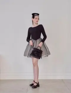 m*様 Treatyourself バレリーナドットチュールドッキングワンピース