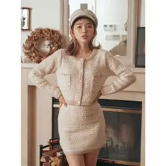 【試着のみ】Darich ツイードニットセットアップ ベージュ 上下セット