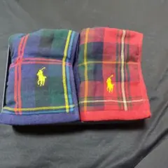 ポロ・ラルフ・ローレン チェック柄 ハンド・ウォッシュタオル2枚セット
