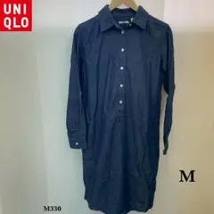美品❗️UNIQLO『ユニクロ』デニム シャツワンピース【M】ネイビー 紺