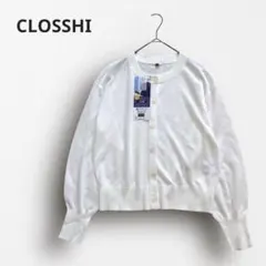 Y6843＊クロッシー シアーニット カーディガン 薄手 冷房対策 白 M