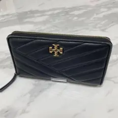 【人気】トリーバーチ キラシェブロン ラウンドファスナー 長財布 ブラック