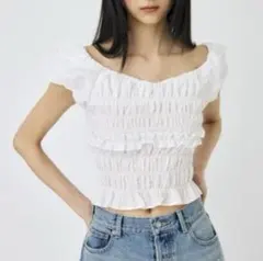 MOUSSY GATHER FLOWER ブラウス ホワイト - メルカリ