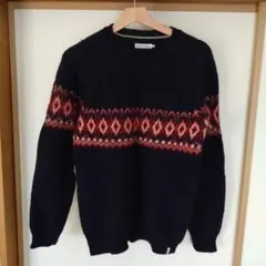 Deluxe Clothing ネイビー フェアアイル柄 セーター M