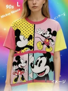 90sミッキーマウスミニーマウス　プリントTシャツビンテージ　ディズニーキャラT