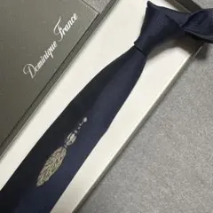 ドミニックフランス ネクタイ ジャガードタイ ネイビーブルー クラウン 時計 鳥 ドミニックフランス ネクタイ ジャガードタイ ネイビーブルー クラウン
