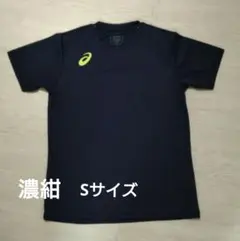 バレーボール　グラフィックシャツ　asics ネイビー Sサイズ