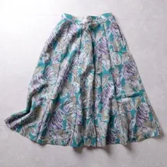 Vintage 総柄 ロング フレアスカート 日本製 M 春夏　きれいめ