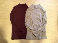無印良品*ストレッチフライス編みハイネック長袖Ｔシャツ*L.XL 2枚