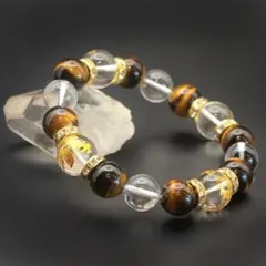 四神彫刻　金彫水晶　タイガーアイ　水晶　ブレスレット