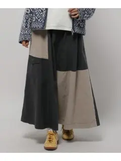 ニコアンド リメイクライクスカート チャコール×グレー Lサイズ