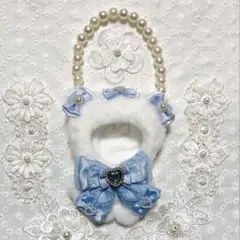 【パールチェーン付け外し可能】にじぱぺっと ぬい服 着ぐるみ くま 水色