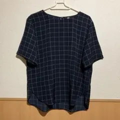 ユニクロ　ネイビー　半袖ブラウス　M