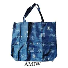 【未使用品】AMIW ミッキー＆ミニー 上質ビッグトート ネイビー A4可のサムネイル
