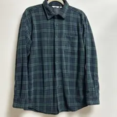 UNIQLO XL グリーン系チェック フランネルシャツ