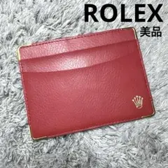 ROLEX ロレックス レザー カードケース 名刺入れ レッド - メルカリ
