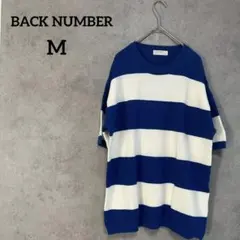 バックナンバー　ニットTシャツ　青×白　ボーダー　M メンズ