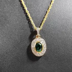 【美品】マリオバレンチノ ネックレス エメラルドカラー ゴールド 刻印