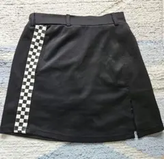 黒ミニスカート チェック柄サイド ショートパンツ付き