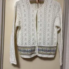 レース編みホワイトカーディガン