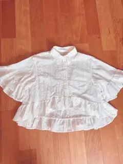 GU rokh コラボ　ペプラムシャツ　Lジーユー　ロク　レース　ブラウス