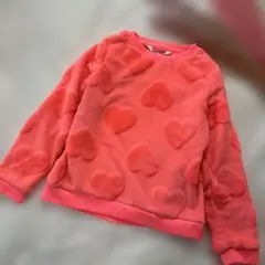 美品　H&M ハート　トレーナー フリース　130 ピンク 蛍光ピンク　桜ピンク