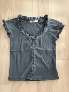 MOUSSY リブ フリル 半袖 カットソー