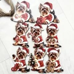 クリスマスオーナメント☆ウッドパーツ☆ヨークシャテリア8個セット