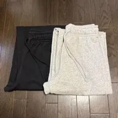 GU スウェットバレルレッグパンツ 2枚セット M ブラック グレー