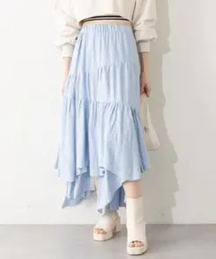 アシンメトリーライトブルースカート F