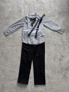 フォーマル ブルーグレーシャツ 紺パンツ　4点セット　130cm