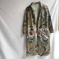 迷彩柄 ロングコート カモフラ ハンドペイント風デザイン ミリタリージャケット