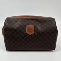 【美品✨】CELINE セリーヌ　ポーチ　マカダム柄　PVC×レザー　ブラウン