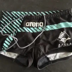 arena 競泳水着 黒/青/緑 ストライプ