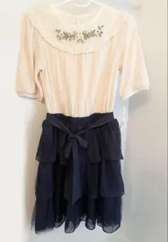 axes femme リボン刺繍カットチュニック M 生成り