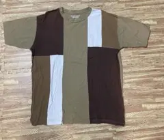 SEVENDAYS パッチワークデザイン Tシャツ ブラウン ホワイトSのサムネイル