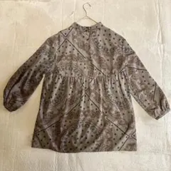 【アズーリ】ペーズリー柄 長袖チュニック　茶系　総柄