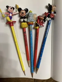 ディズニーキャラクター フィギュア付き鉛筆 5本セット　当時物　平成レトロ