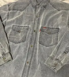 【珍品】Levi’s ブラックデニムシャツ L 紙パッチ メタルボタン フェード