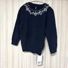 最終値下げ❣️【新品】Rirandture ビーズ　球芯ピタニット　ネイビー　Ｍのサムネイル