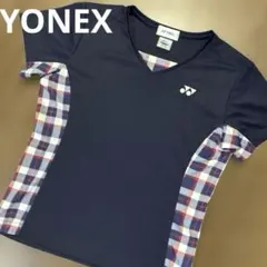 【美品】ヨネックス　シャツ　ネイビー　L チェックのサムネイル