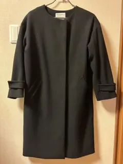 BAYFLOW ブラック ノーカラー チェスターコート