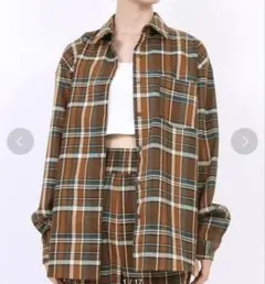 新品　プニュズ チェックシャツ　チュニック　ゆったり　ミニワンピース　サイズ4のサムネイル