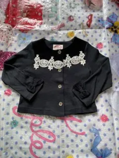 美品♡シャーリーテンプル♡ベロアレースカーディガン♡110cm黒